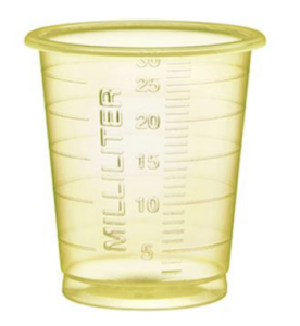 GODET A MEDICAMENT BAS & LARGE 30CC JAUNE / 2000