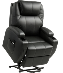 FAUTEUIL RELEVEUR LRE 92 PU BLACK/MF GRIS AVEC PORTE GOBELET